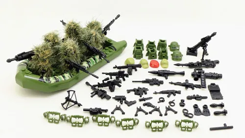 41ArmyBoat-F Ghillie 6 шт. костюм Ghillie Военная камуфляжная армия солдат спецназа военный ОМОН DIY строительные блоки Фигура развивающие игрушки подарок для мальчиков - Цвет: 41ArmyBoat-F Ghillie