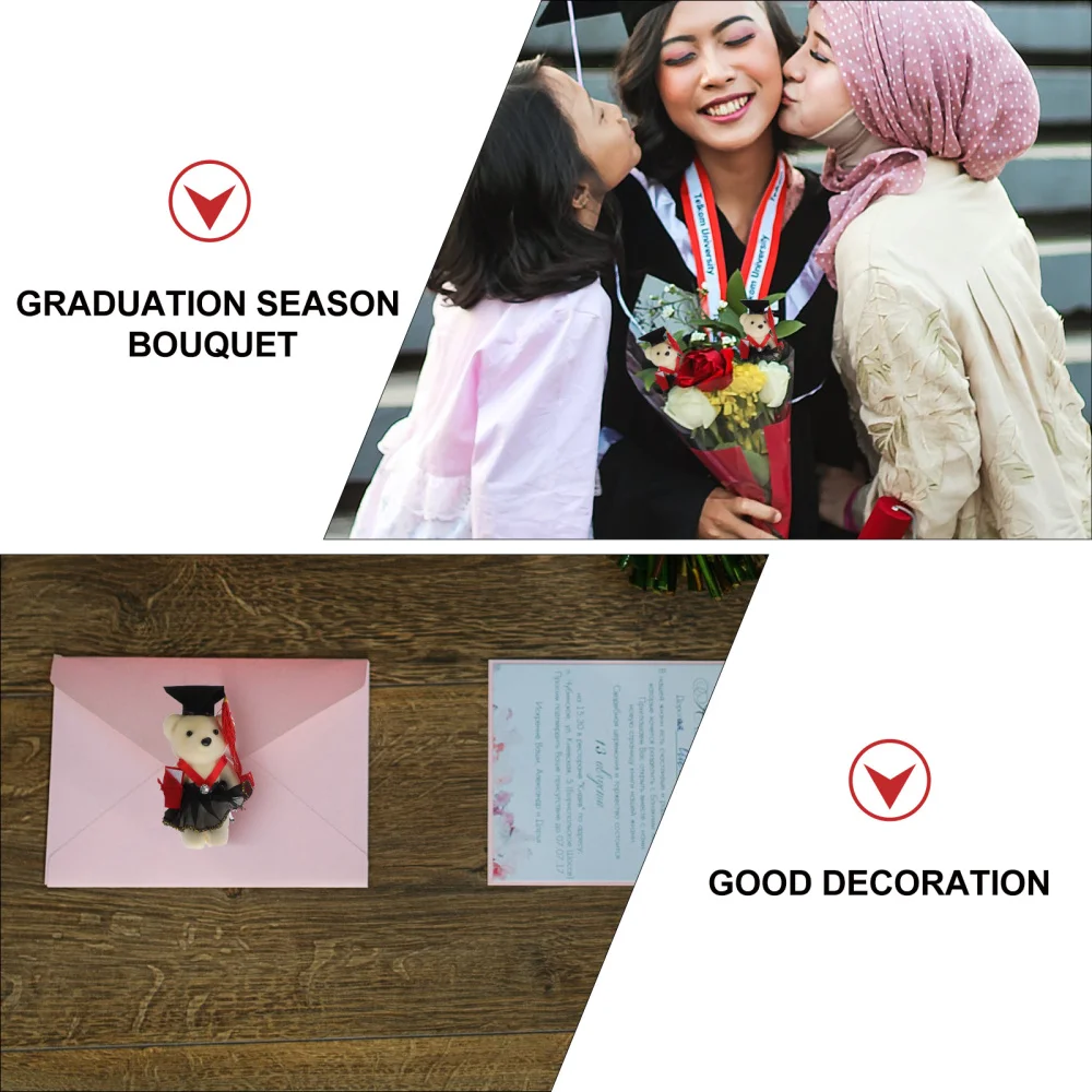 

5Pcs Graduation Bear Dolls Flower Bouquet Material Graduation Season Decoration
