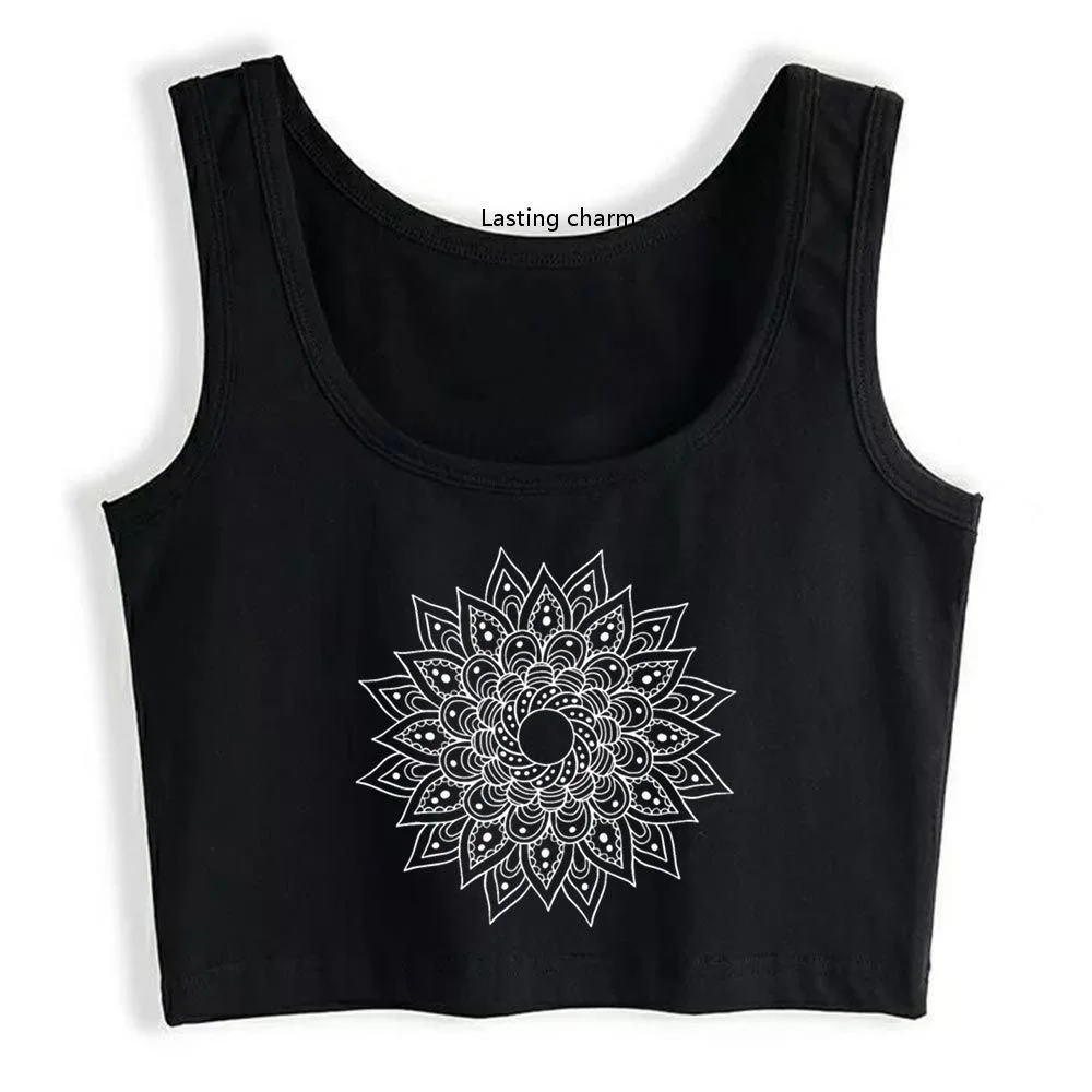 

Female Top Mandala Flowe Dot A Crop Top Spo Mouwll Top