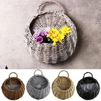garden wall mounted flower basket large size handmade pot rustic basket flowerpot hanging rattan flower nest wicker