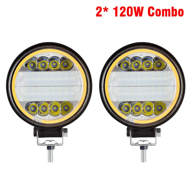 2pcs 120W Combo OKEEN 126 вт светодиодный рабочий светильник 12 в 24 в двойной цвет комбинированный луч светодиодный бар для 4x4 внедорожника ATV грузовика трактора авто вождения противотуманный светильник s - Цвет: 2pcs 120W Combo