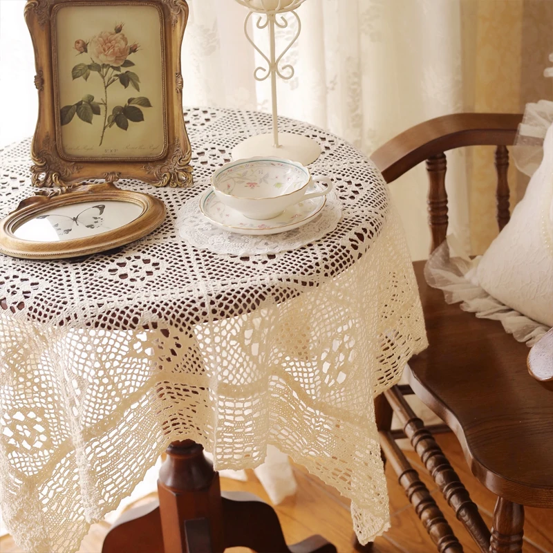 

1PC Lace Cotton Table Placemat Pad Cloth Dining Table Cover Tea Coaster Crochet Ins Kitchen Cup Mug Christmas Doily Photography