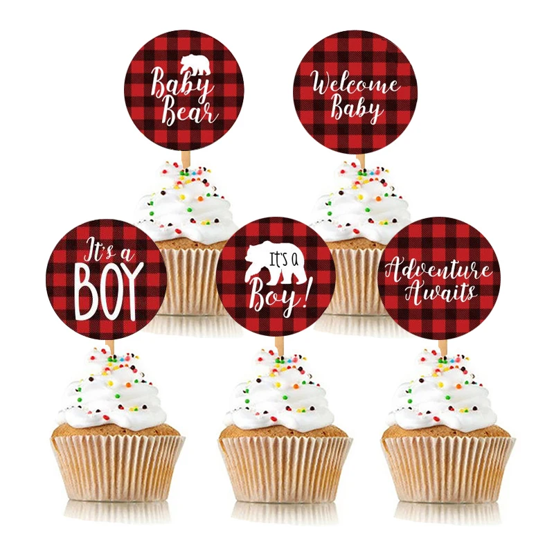 Лесоруб Baby Shower для капкейка Buffalo Плед деревенский Охотник тема это мальчик