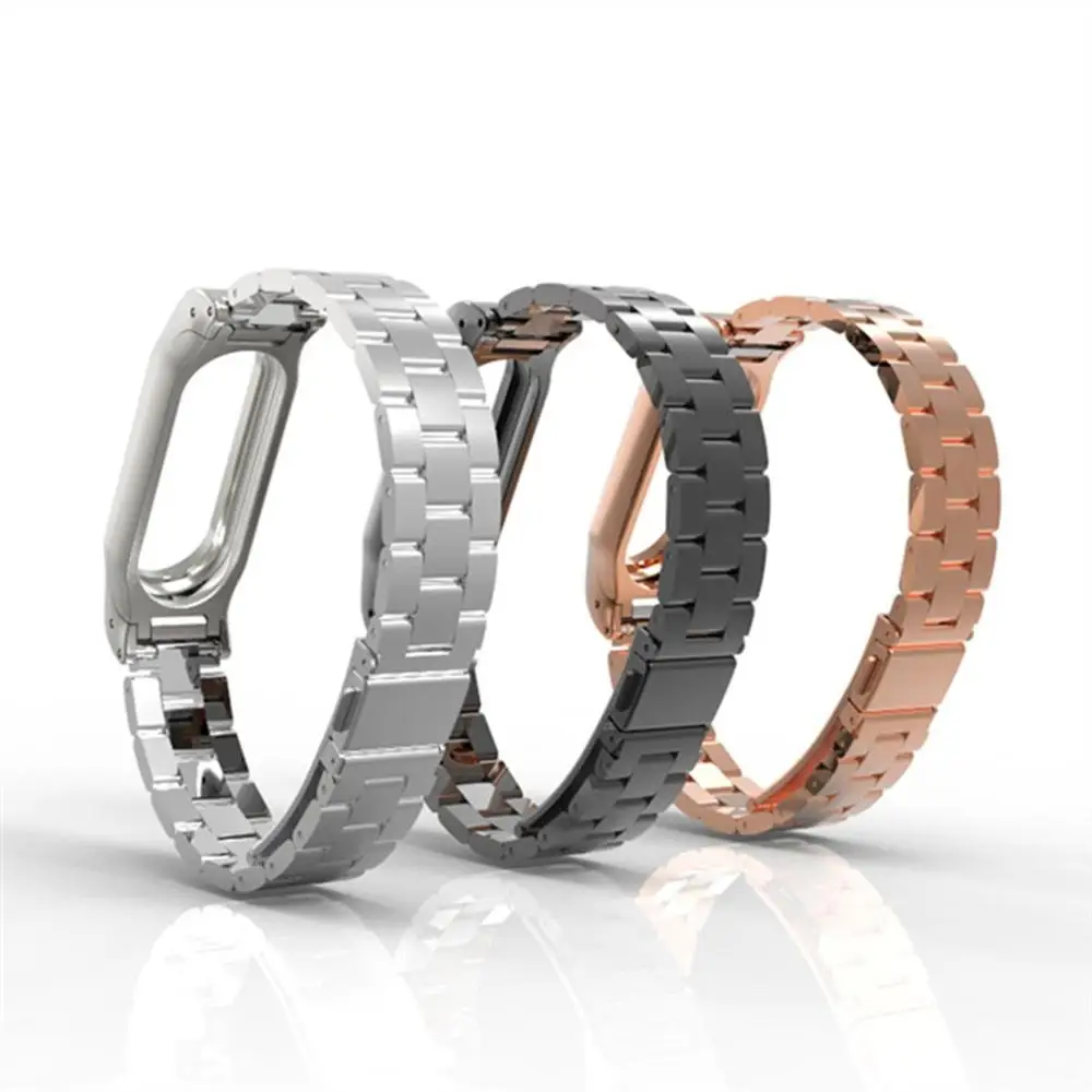 

Suitable For Millet Bracelet 3 Metal Strap Wristband For Man Stainless Steel Magnetic Absorption Three Beads Replacement Strap