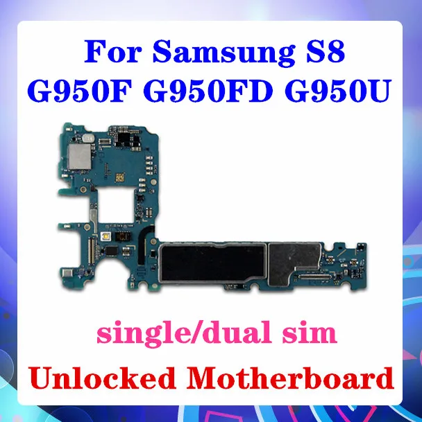 Для Samsung Galaxy S8 G950F материнская плата для G950FD G950U с одной/двумя SIM картами Android OS 4G