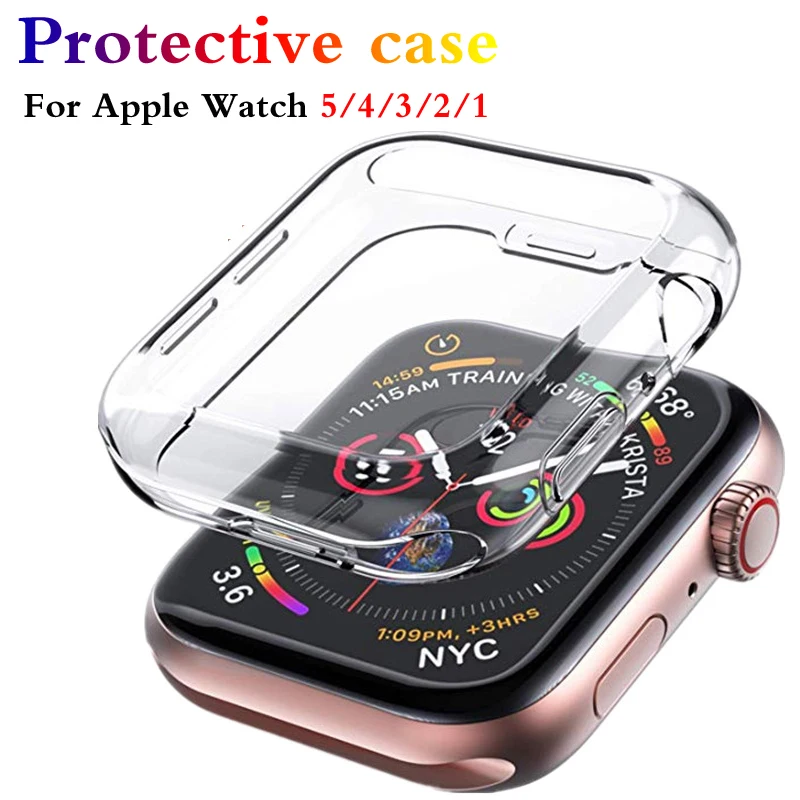 Защитный чехол для Apple Watch версии 5 4 3 2 1 40 мм 44 360 прозрачный из ТПУ с полной