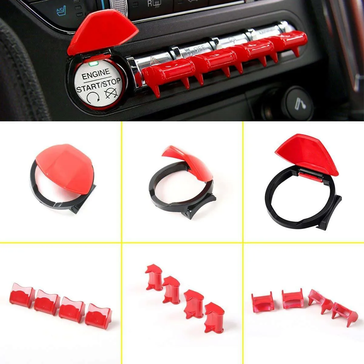 

5 Pcs Button Switch Cover ABS Material Anti-scratch Dashboard Engine Start/Stop