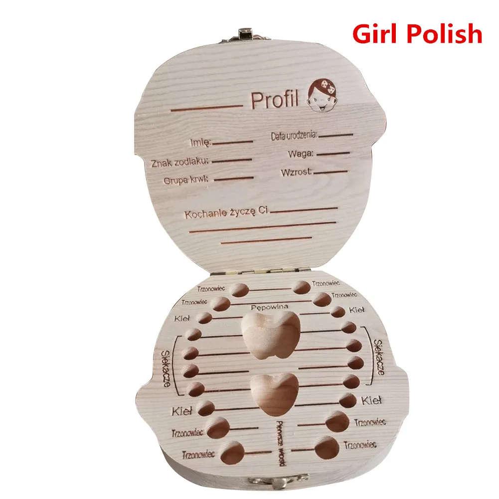 Girl Polish Деревянные детские молочные зубы коробка Детские сувениры Фетальные волосы зуб Коллекция Деревянный чехол - Цвет: Girl Polish
