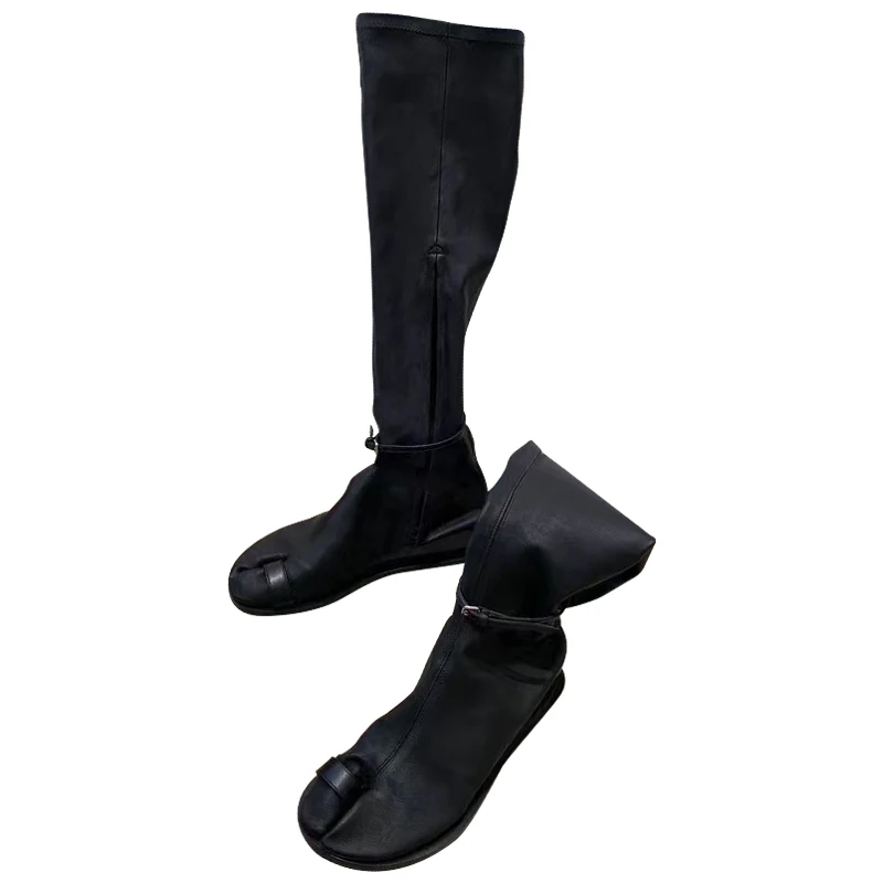 Эластичные сапоги-носки на плоской подошве с узлом носке высокие сапоги до