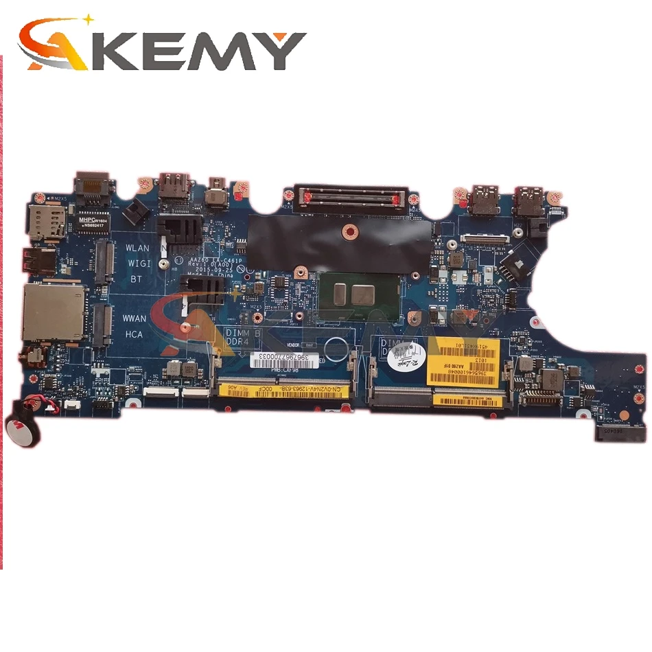 Материнская плата Akemy I5-6300U FOR Dell Latitude E7470 AAZ60 LA-C461P REV:1.0(A00) CN-09WVX3 9WVX3, прошедшая 100% тестирование.