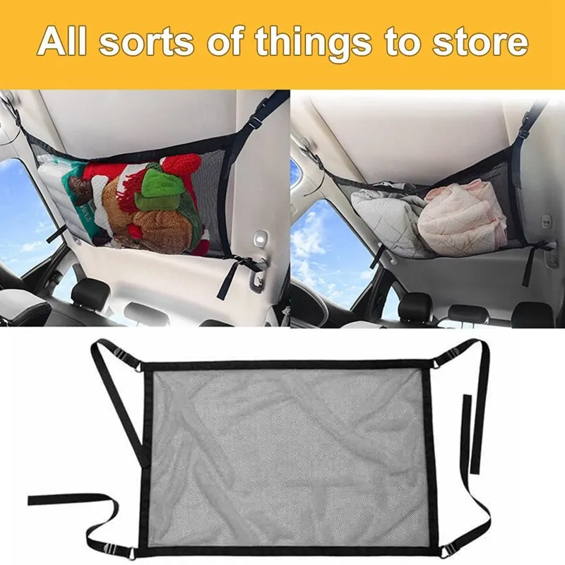 

For Car Trunk Cargo Net Mesh Drive Organizer Ceiling Storage Net Pocket Roof Interior Bag Auto Universal Multifunction