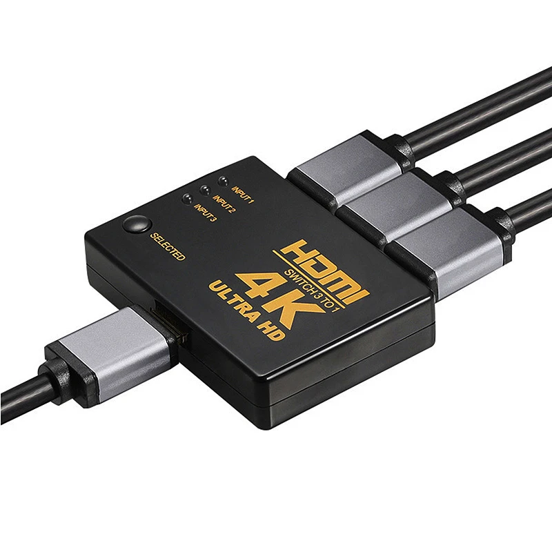 Коммутатор HDMI 3-в-1 поддержка 4K Full HD 1080P 3D Инфракрасный пульт дистанционного