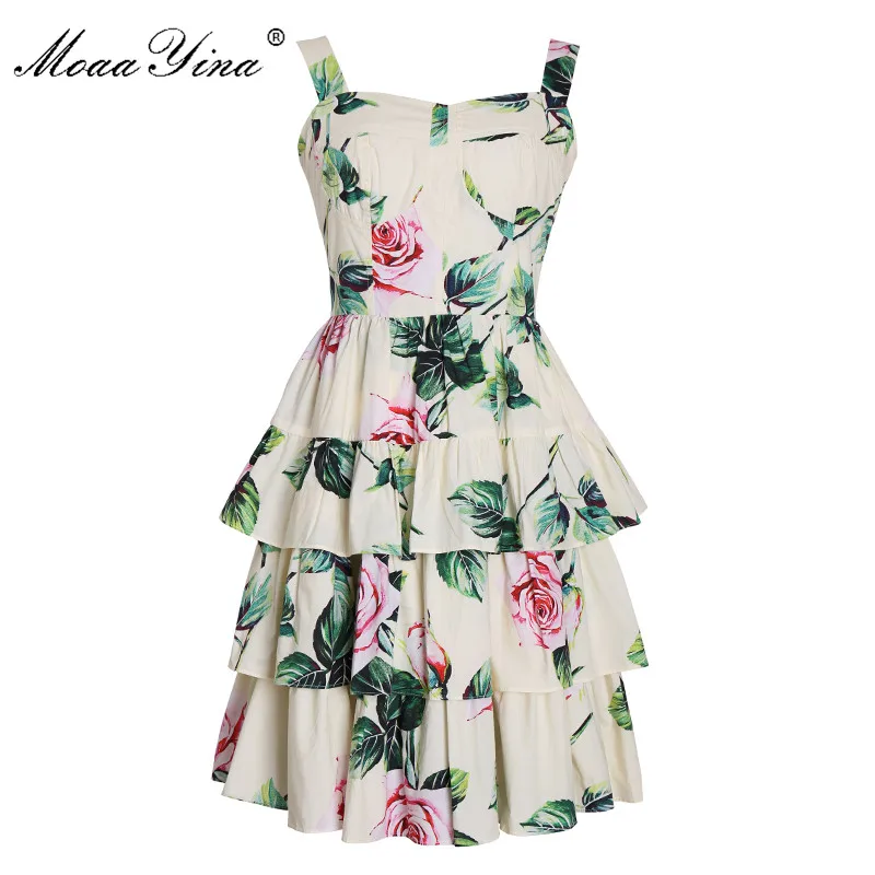 MoaaYina модное дизайнерское платье летнее женское спагетти ремень открытая спина