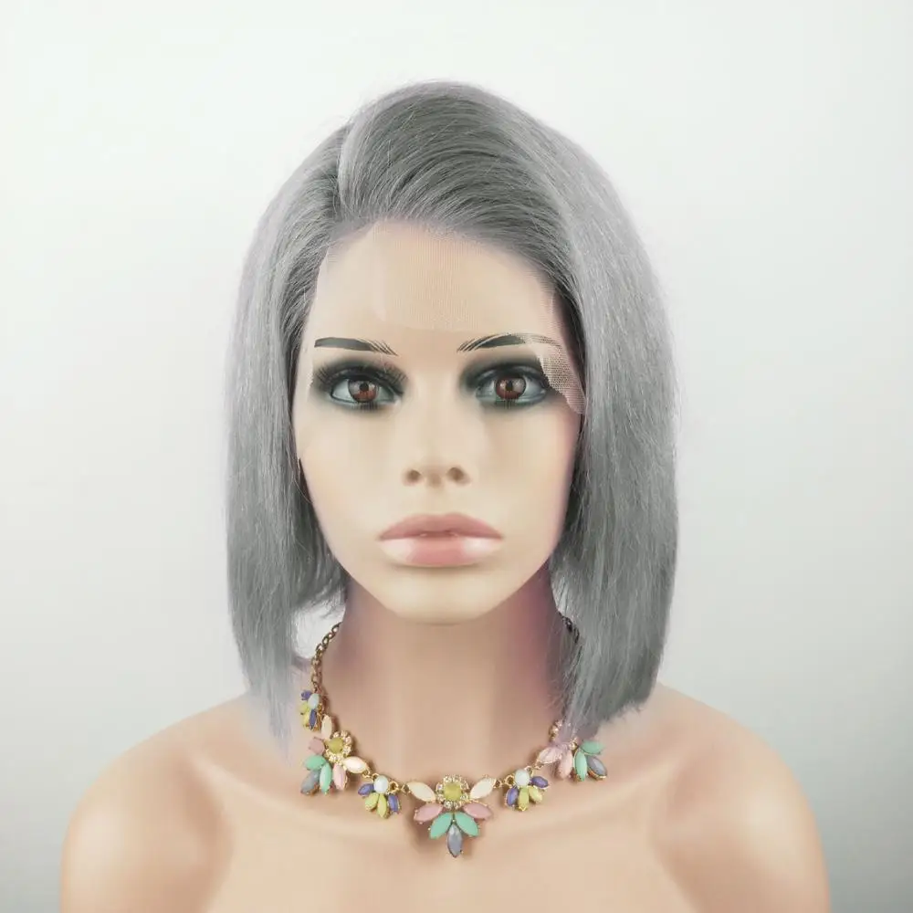 Короткий Боб 13*4 Кружева спереди человеческие волосы парики цветная боковая