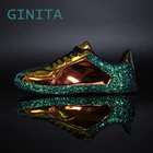 Женские кроссовки Ginita, золотистые блестящие весенне-осенние Блестящие модные повседневные туфли, уличные глянцевые кроссовки из искусственной кожи, женская обувь