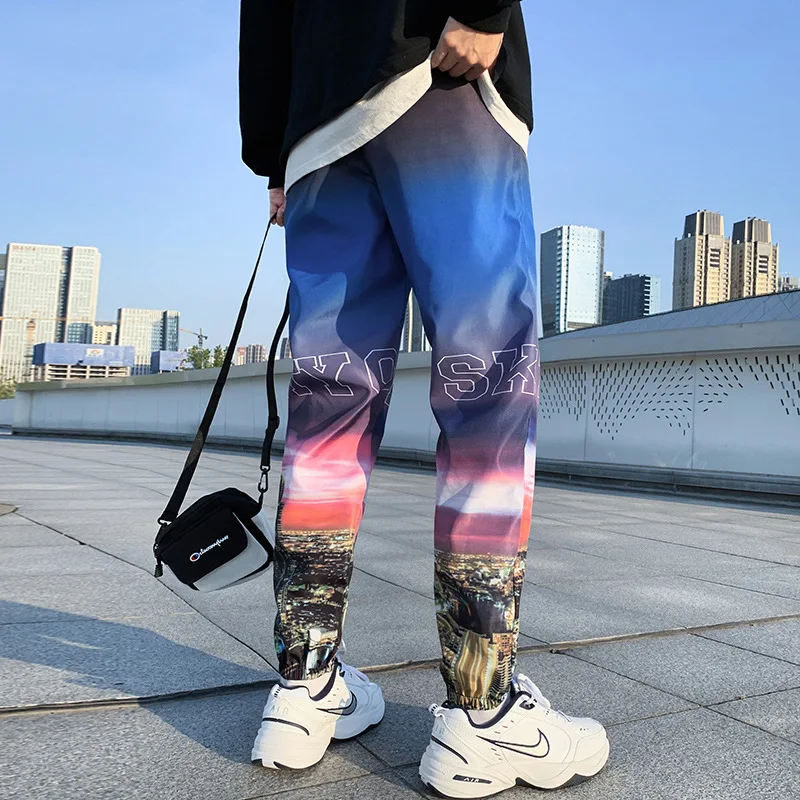 

Gradient Jogger Pants Men Streetwear Hip hop Harem Pants Loose Casual Elastic waist Ankle length Trousers For Male