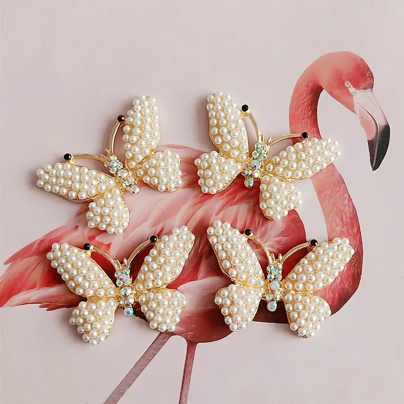 2 шт./лот подвеска бабочка из жемчуга со стразами аксессуары сплава сделай сам