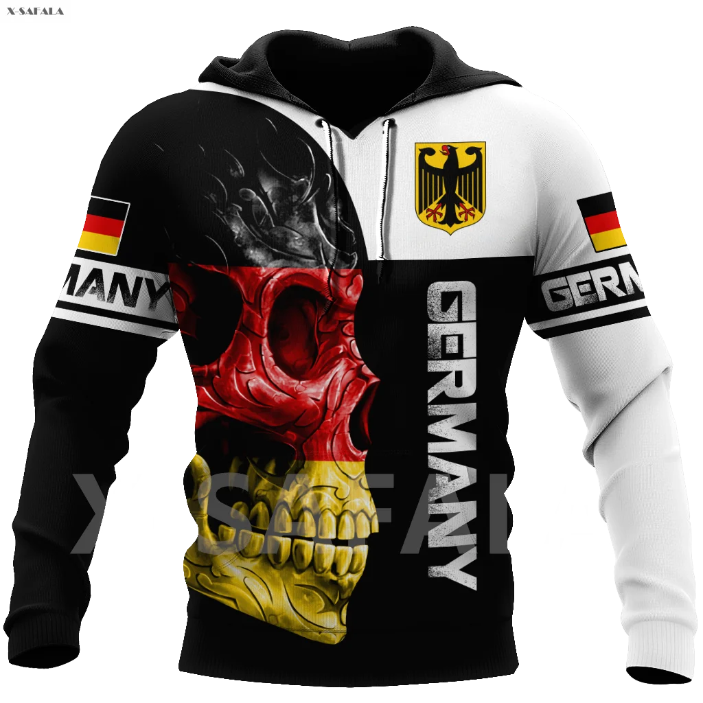 

Germany Skull Tattoo Eagle Pattern Flag 3D Over Printed Hoodie Man Women Unisex Outwear Zipper Pullover Sweatshirt Casual