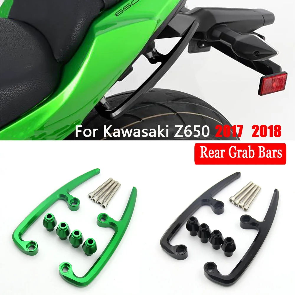 

Motorcycle CNC Aluminum Rear Grab Bars Seat Pillion Passenger Rail Handle Armrest Arm Rests For Kawasaki Z650 2017 2018