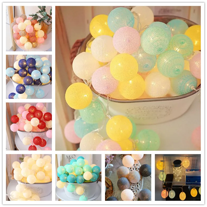 

5M 30 LED Cotton Ball Garland String Lights Christmas Fairy Lighting Strings for Outdoor Holiday Wedding Xmas Party Home Decor