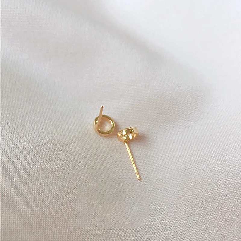 1 pair gold round Серьги из стерлингового серебра 925 пробы, модные простые серьги в виде цветов, Длинные полосы, полые круглые серьги-гвоздики, милые серебряные серьги для девушек, ювелирные изделия для ушей - Окраска металла: 1 pair gold round