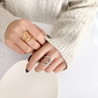 Двухуровневое Открытое кольцо с металлическим узлом, в Корейском стиле, темпераментное женское кольцо на указательный палец, модные ювелирные аксессуары
