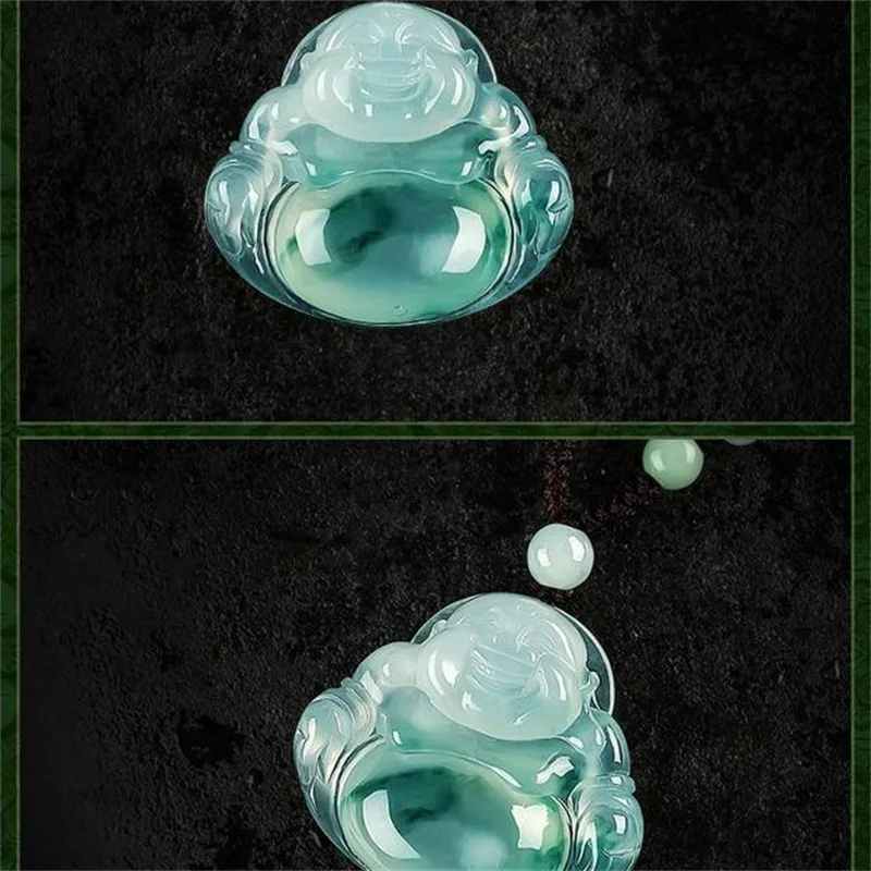 Real Burma Jadeite Buddha Pendant Feng Shui Charm Necklace Men Women Myanmar Emerald Jades Stone Statue Lucky Amulet Gift | Украшения и