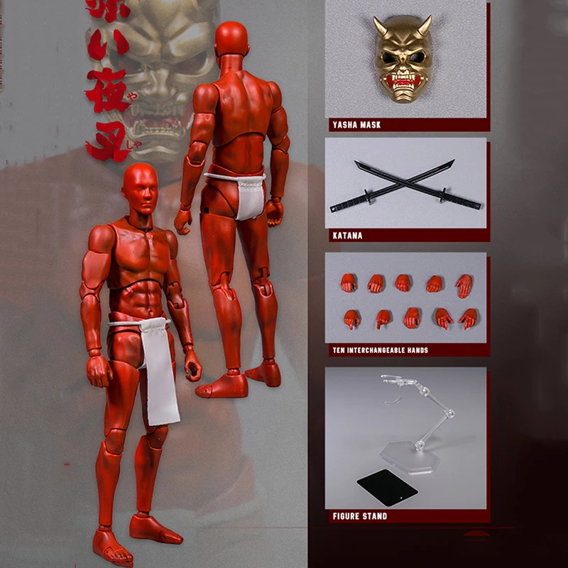 

In Stock DAMTOYSTHE 1/12 SCALE ACTION FIGURE “RED YASHAMAN” 6'' Full Set Action Figure with YASHA MASK Weapon Accessory Model
