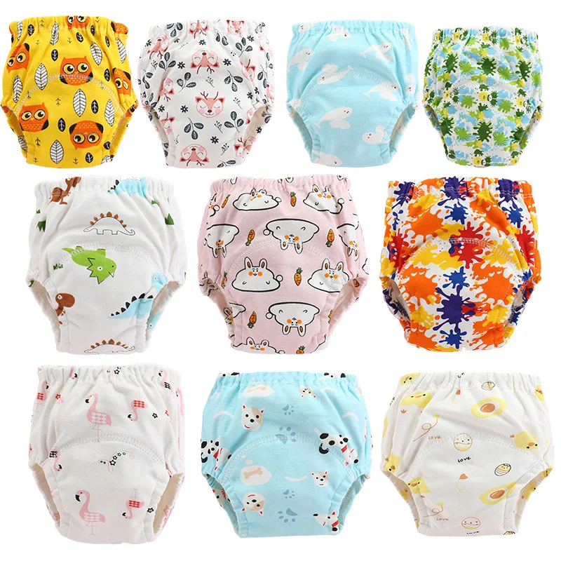 Six layers of cute baby diapers reusable diapers cloth diapers washable baby childrens baby cotton training pants, underwea