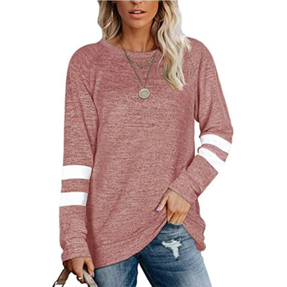 

Autumn Casual Long Sleeve Tee Shirts For Women Basic Fashion Tops Female Pullover Loose T-Shirts Round Neck Solid Streetwear