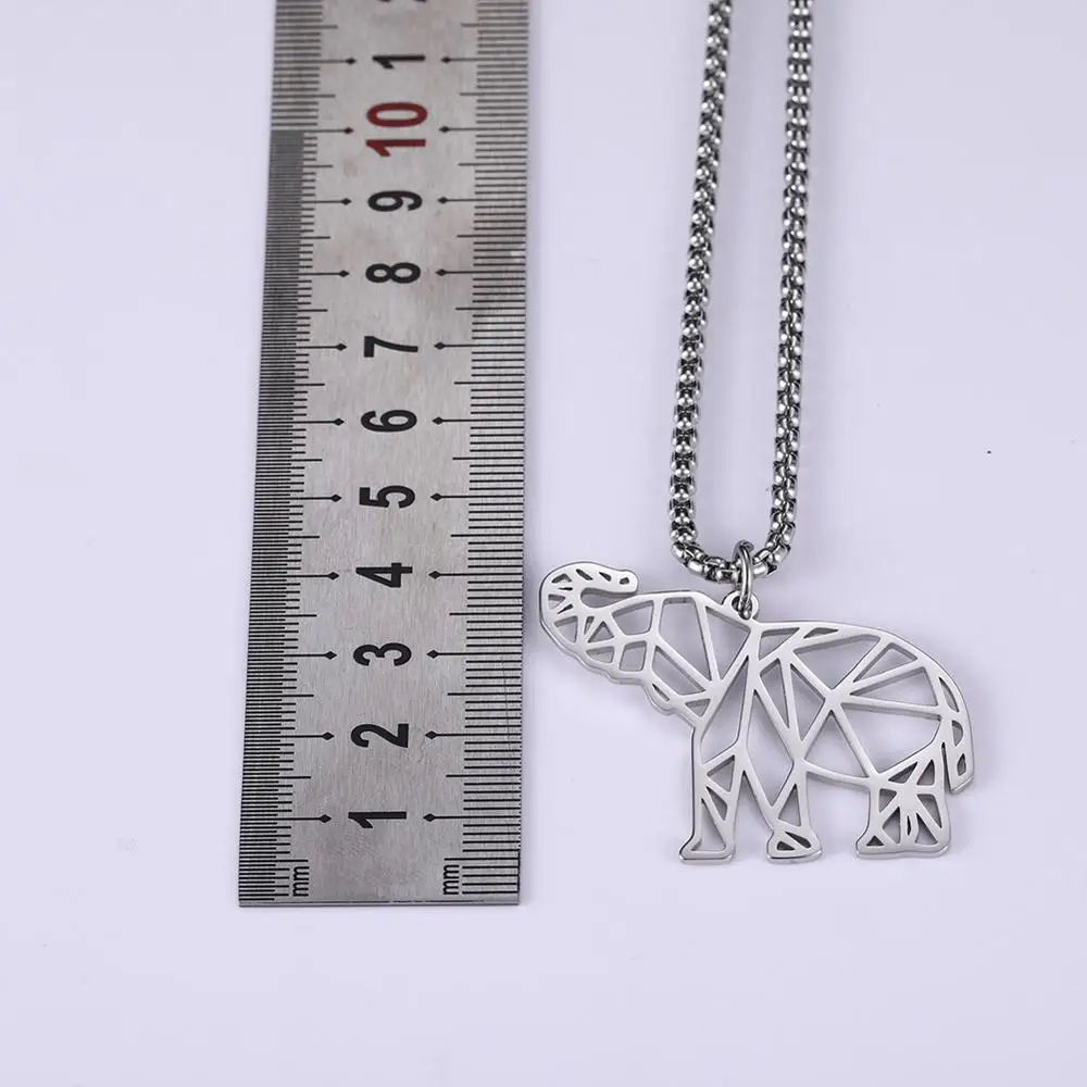 My Shape Elephant Necklace Stainless Steel Animal Silvery Necklaces Cut Out Good Quality Hollow Pendant Jewelry Fashion Gift | Украшения и