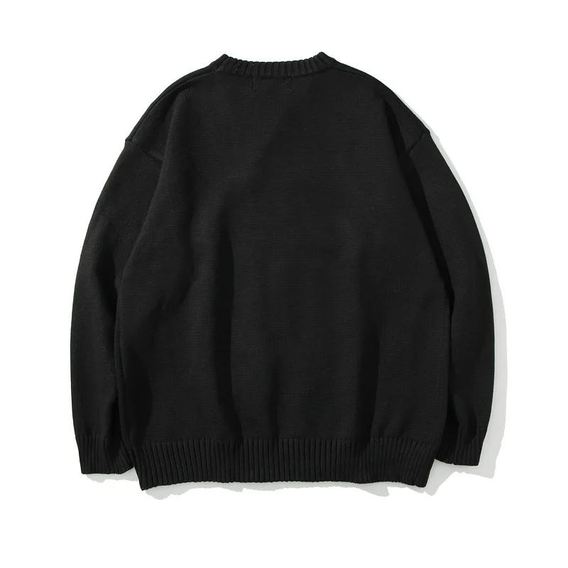 

Graffiti Jacquard Round Neck Men's Sweater Couple Korean Casual Loose Lazy Style Men's and Women's Sweater Pullover