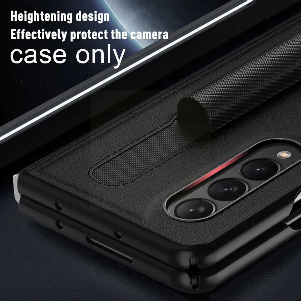 

Business Carbon Fiber For Z Fold3 With Pen Holder Design Phone Cover H0y2