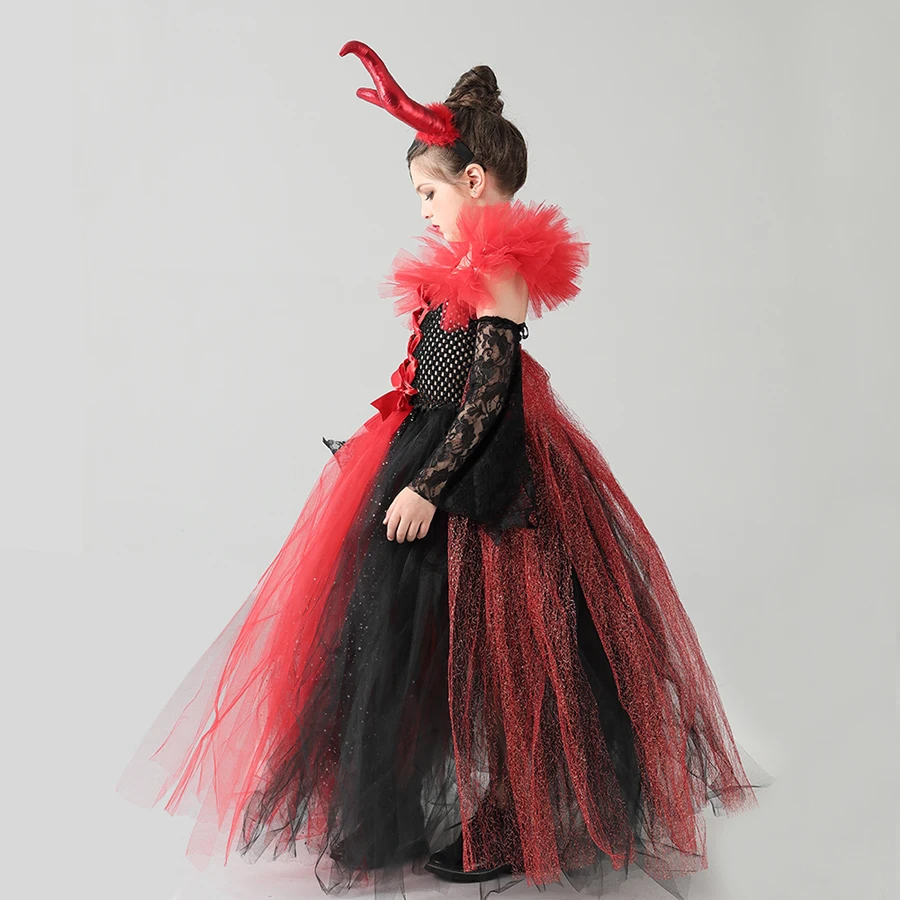 Детский костюм на Хэллоуин с блестками Vampiress детская одежда платье-пачка для