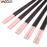 vacclo 5pairs pink sakura chopsticks antibacterial anti slip high temperature resistant sushi food chopsticks kitchen supplie