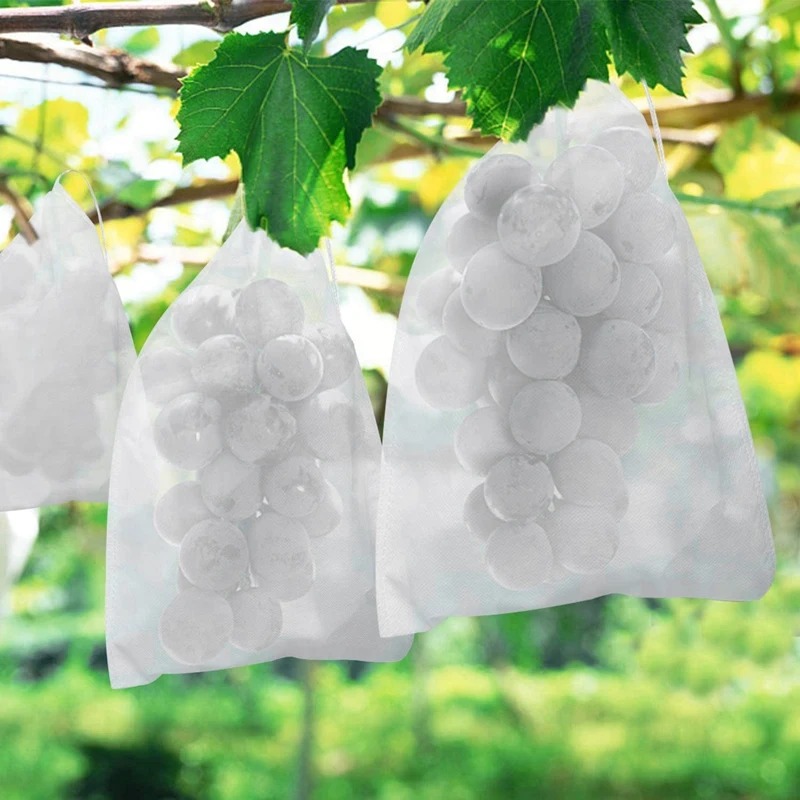 

Fabric Fruit Protection Drawstring Bags 200Pcs 24 x 36 cm Outdoor Cloth Mesh Blankets/Covers Great for Insects, Birds