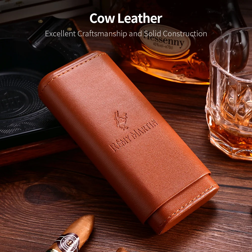 

CIGARLOONG Cigar Case Leather Pocket 3 Tube Holder Travel Cigar Humidor Box Storage Cigar Accessories
