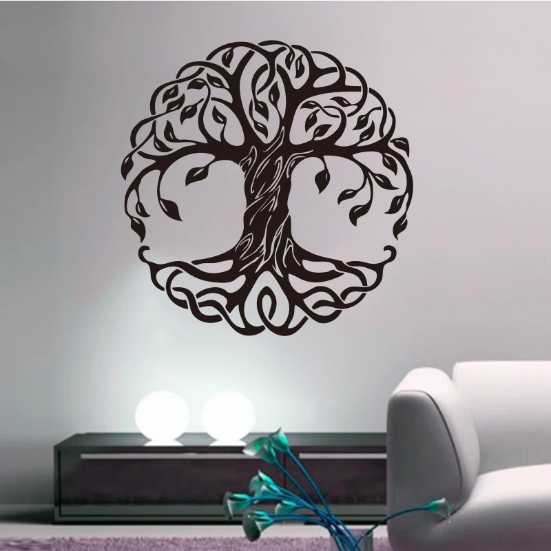 Украшение дома Мандала дерево виниловая наклейка на стену Наклейка Фитнес Йога