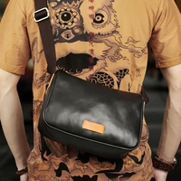 handmade mens shoulder bag genuine leather crossbody messenger bag for male portable storage school sling bags for short travel
