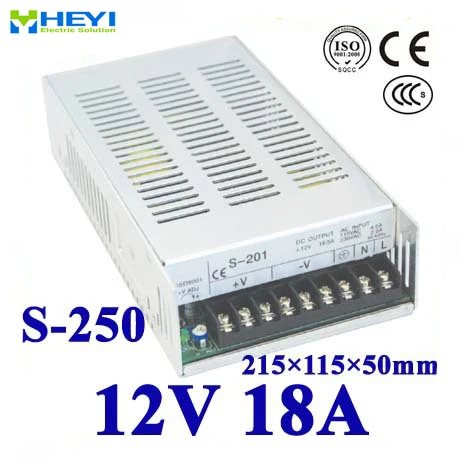 Одиночный выходной импульсный источник питания 12 В 18 А 100 ~ 120 В/200 240 переменного