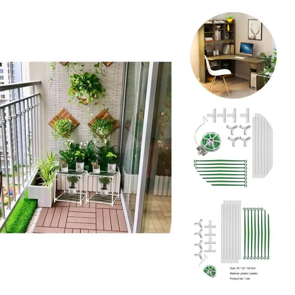 

Reusable 1 Set Convenient Stable Anti-cracking Plant Display Rack Solid Color Planter Shelf Rack Anti-deform for Garden