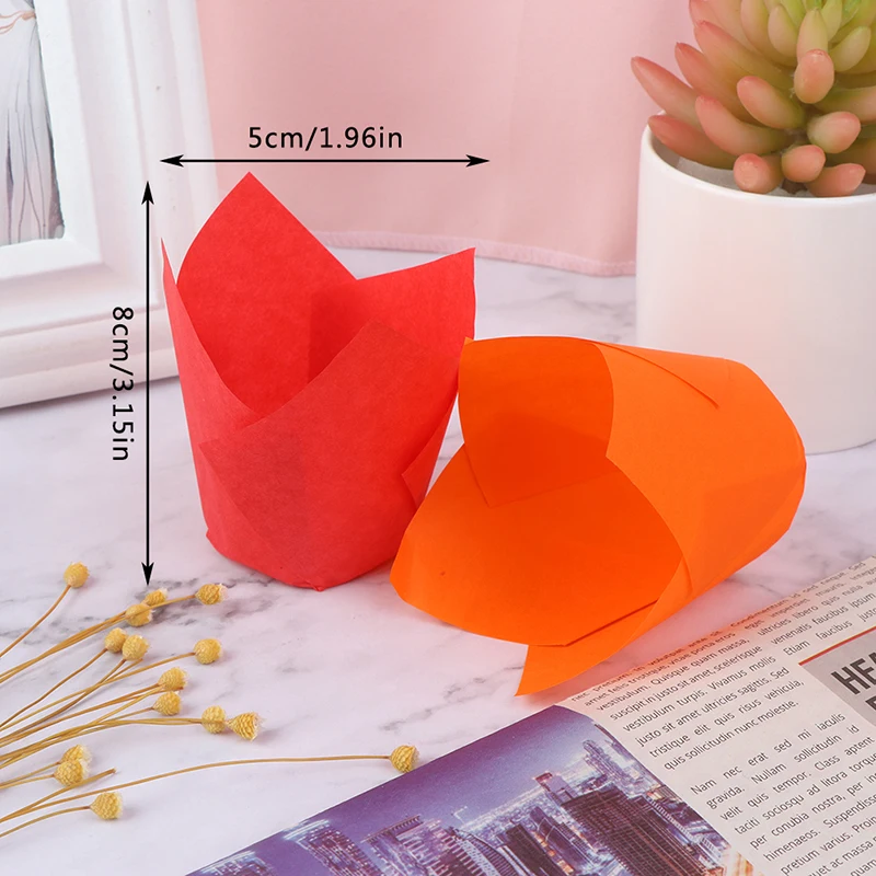 

50Pcs Tulip Case Muffins Cupcake Paper Cups Oilproof Cupcake Liner Baking Cup Case Wedding Caissettes Cupcake Wrapper Tray Tool