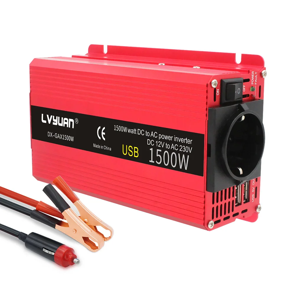 1500W инвертор постоянного тока 12V/24V к переменному току 110V/220V 230V двойной зарядка