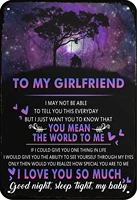 tin sign to my girlfriend you mean the world to me metal plaque home shopping mall coffee shop wall decoration plaque metal sign