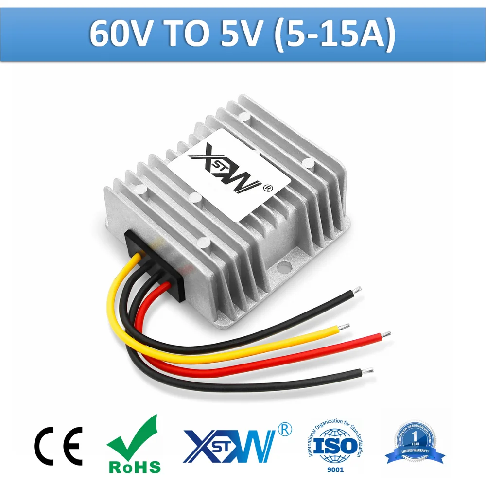 XWST Non Isolated DC to DC 20-75v 60v to 5v Power Supply Converter 5A 8A 10A 15A Step Down Buck 5v Voltage Regulator