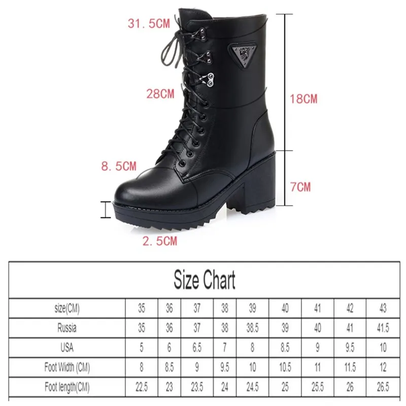 

AIYUQI Winter Boots Women Waterproof 2021 New Genuine Leather Women High Heel Boots Large size Martin Army Boots Ladies