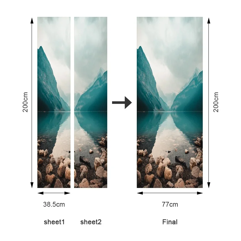 

Natural Scenery Waterproof Moisture-proof Door Stickers Stickers Mountains Rivers Tide Woods Renovation Self-adhesive Glass Door