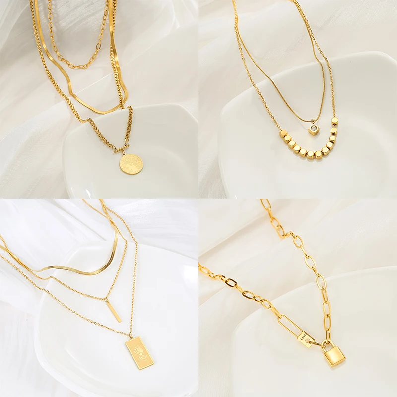 

MEYRROYU Stainless Steel Heart Portrait Cube Geometric Necklace For Women Choker 2021 Trendy New Fashion Party Jewelry чокер