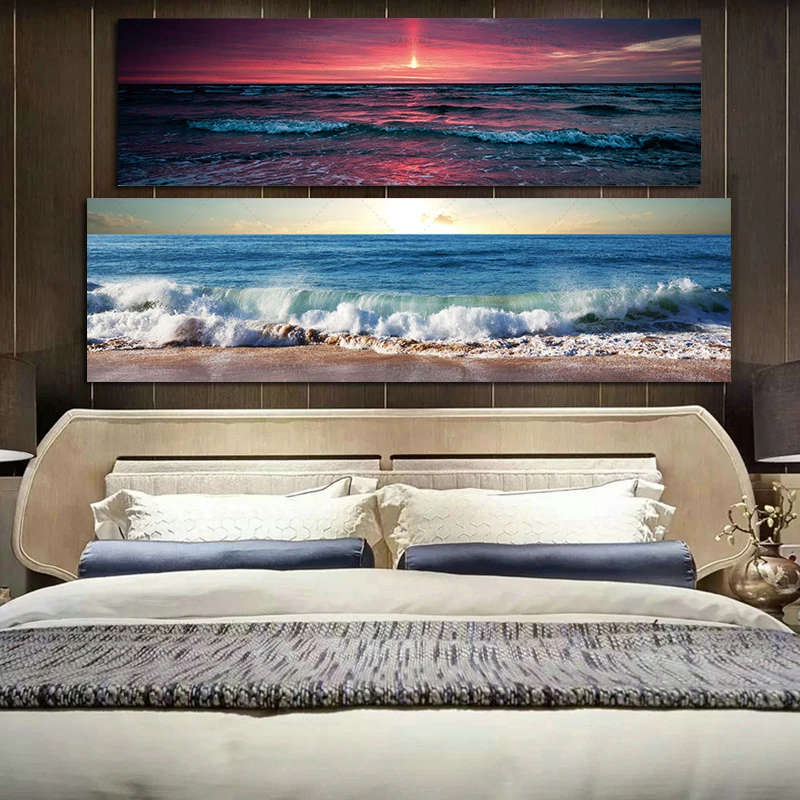 Sunrise Sea Wave Landcape Canvas Painting Home Decoration Cuadros For Poster And Prints Decorative Pictures Wall Decor Posters | Дом и сад