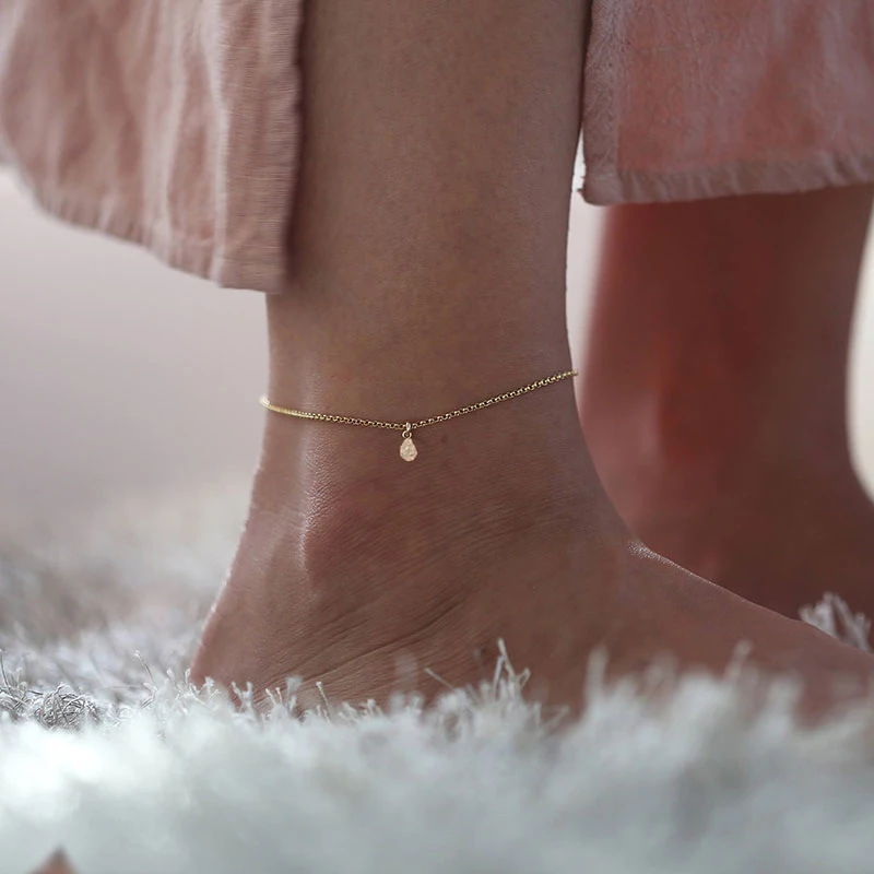 Браслеты на ногу женские с кристаллами простые геометрические украшения для